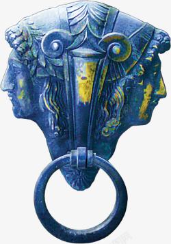 蓝色门把手素材