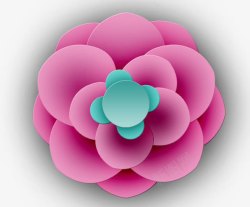 粉红色蓝色花朵中国传统剪纸图素材