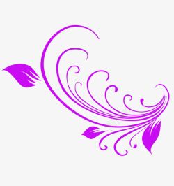 紫色手绘树叶装饰素材