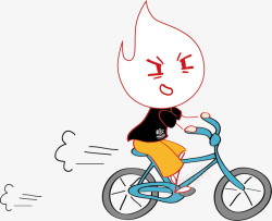 卡通可爱小人自行车矢量图素材