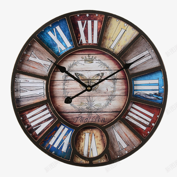 创意复古木质时钟png免抠素材_88icon https://88icon.com 产品实物图 创意 复古 时钟 木质