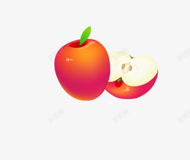 红色卡通苹果png免抠素材_88icon https://88icon.com 卡通 水果 红色 苹果 食物
