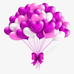 紫色浪漫爱心气球束装饰图案素材