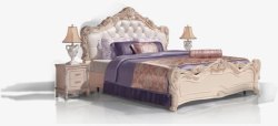 紫色家具欧式大床素材