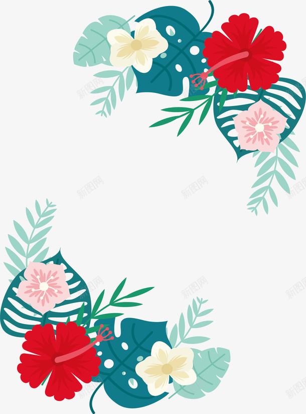 对角芭蕉叶装饰框矢量图eps免抠素材_88icon https://88icon.com 矢量素材 红色花朵 芭蕉叶 芭蕉叶装饰框 芭蕉叶边框 矢量图