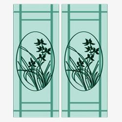 中国风绿色玻璃门花纹素材
