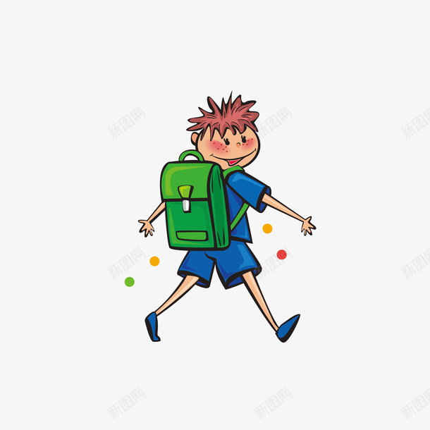 小孩上学矢量图ai免抠素材_88icon https://88icon.com 上学 男孩上学矢量 矢量小孩 矢量图