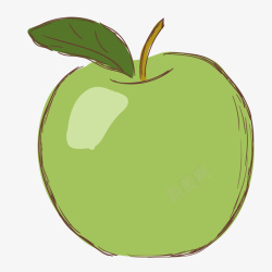 手绘绿色的苹果素材