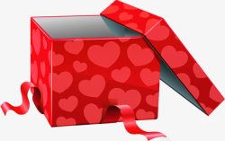 红色爱心花纹礼盒素材