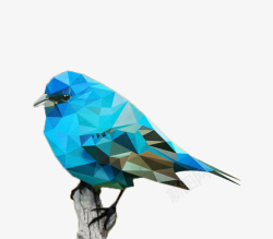蓝色几何鸟素材