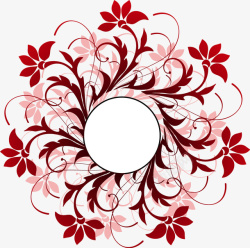 红色花朵圆形图案矢量图素材