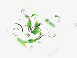 绿色创意花纹树枝装饰素材