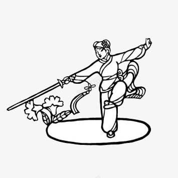 练剑的姑娘片png免抠素材_88icon https://88icon.com 剑 手绘 黑白线条