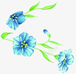 手绘蓝色简约花朵植物素材