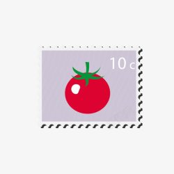 红色番茄邮票素材