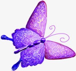 粉紫色春天花纹蝴蝶素材