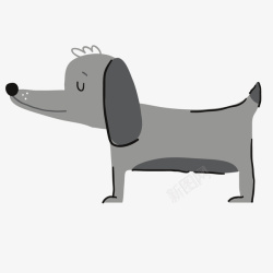 灰色小狗手绘矢量图素材