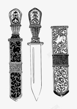 手绘藏族刀具素材