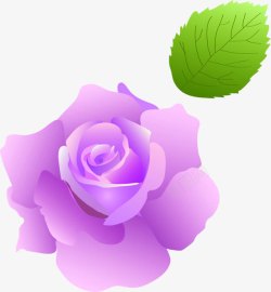 卡通清新紫色花朵树叶素材
