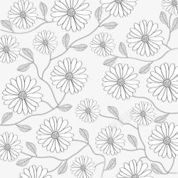 黑白线条花朵背景素材