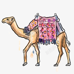 灰色手绘骆驼动物元素矢量图素材
