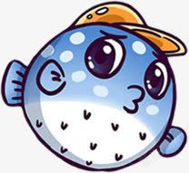 泡泡鱼蓝色卡通胖鱼高清图片
