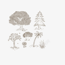 浅灰色森林树木矢量图素材