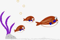 棕色卡通鱼群装饰图案素材