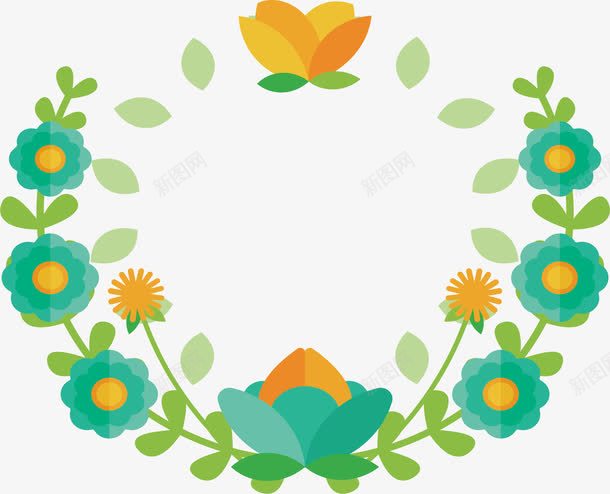 绿色小花标题框png免抠素材_88icon https://88icon.com 小清新 幼教 绿色花朵 花朵标题框