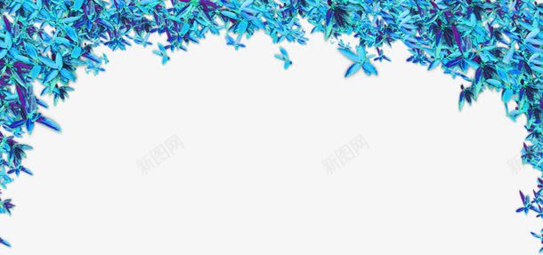 蓝色树叶半边框png免抠素材_88icon https://88icon.com 树叶 树叶边框 蓝色 蓝色边框 边框