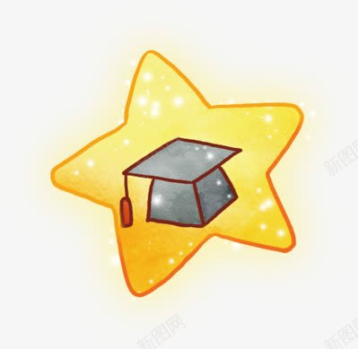 黄色小星星博士帽png免抠素材_88icon https://88icon.com 博士帽 小星星 黄色