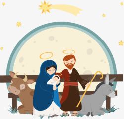 卡通耶稣诞生插画素材
