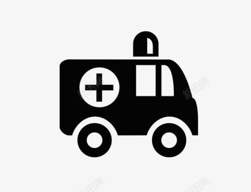 平面黑色救护车图标图标