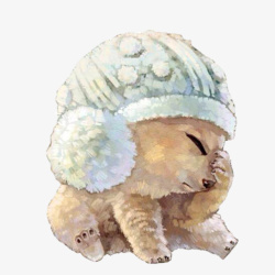 帽子背景图片北极熊戴帽子手绘片高清图片