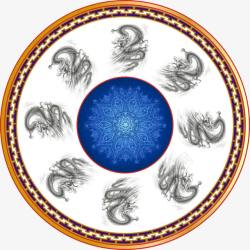 花边瓷盘蓝色花纹高清图片