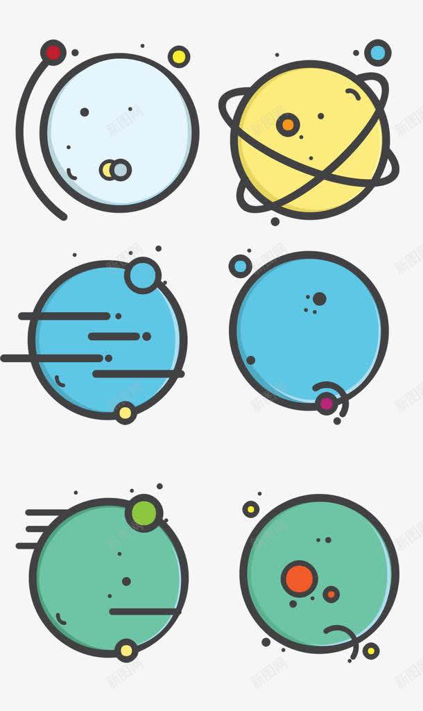 6个抽象太阳系行星png免抠素材_88icon https://88icon.com 可爱 太阳系 抽象 行星