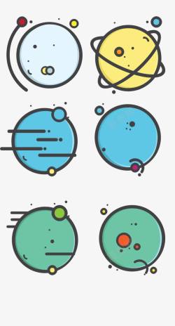 6个抽象太阳系行星素材