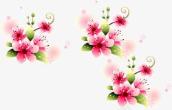 粉色梦幻手绘花朵节日素材