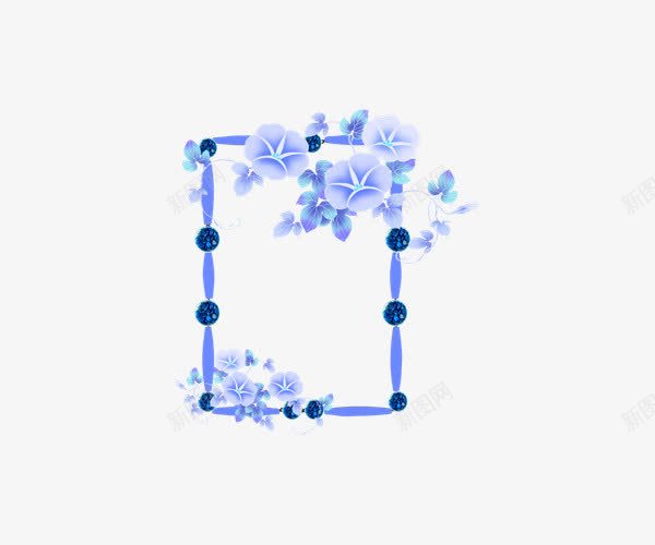 蓝紫色牵牛花边框相框png免抠素材_88icon https://88icon.com 创意边框 清新 牵牛 紫色 边框