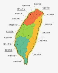台湾彩色地图素材