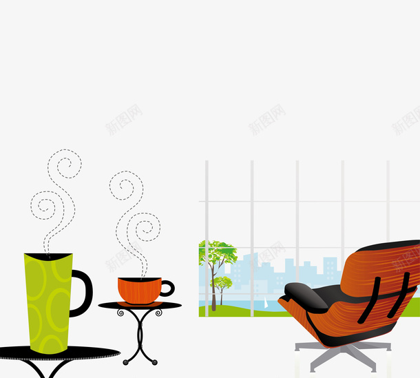 办公室下午茶矢量图eps免抠素材_88icon https://88icon.com 下午茶 办公室 座椅 插画 茶水 矢量图