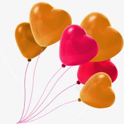 橙色清新爱心气球装饰图案素材