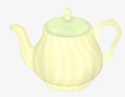 卡通浅黄色条纹茶壶素材