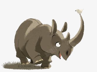 卡通犀牛png免抠素材_88icon https://88icon.com 儿童插画 卡通动物 可爱 犀牛