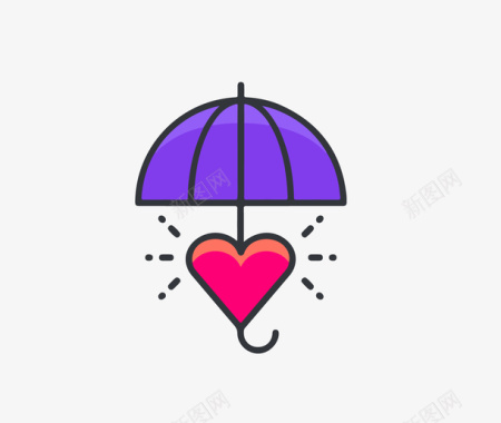 情人节图标爱心伞图标矢量图图标