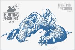 猎人与熊插画素材