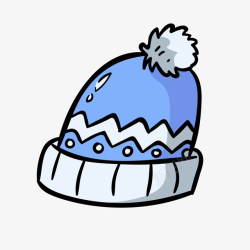 蓝白色卡通秋冬帽子矢量图素材