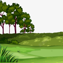 卡通绿色的植物风景矢量图素材