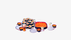 手绘寿司食物装饰图案素材