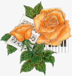 手绘玫瑰花乐谱素材